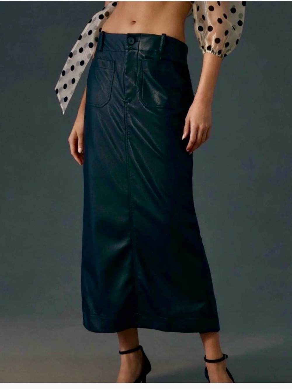 Anthropologie Maeve Colette maxi skirt faux leather edition